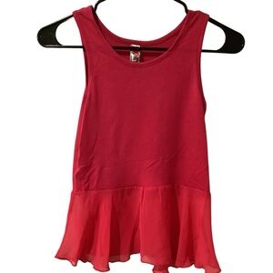 Knit Works Girls Bright pink sleeveless top with a stylish peplum hem Size 8-10